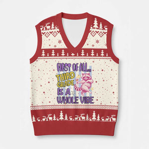 Cute Raccoon 3rd Grade Student Teacher Preppy Style V-Neck Knit Sweater Vest First of All Third Grade Is A Whole Vibe Back To School