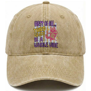 Cute Raccoon 3rd Grade Student Teacher Preppy Style Washed Cotton Baseball Cap First of All Third Grade Is A Whole Vibe Back To School