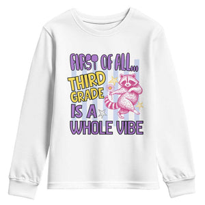 Cute Raccoon 3rd Grade Student Teacher Preppy Style Youth Sweatshirt First of All Third Grade Is A Whole Vibe Back To School