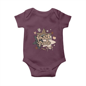 Fourth Grade Leopard Checkered Star Coquette Baby Onesie Cute 4th Grade Girl Back to School Gift