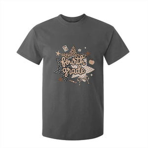 Fourth Grade Leopard Checkered Star Coquette T Shirt For Kid Cute 4th Grade Girl Back to School Gift
