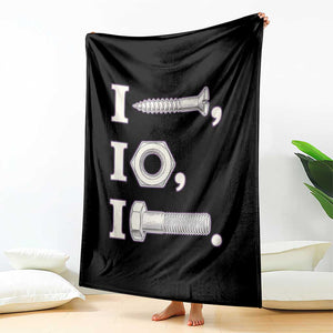 Funny Handyman Mechanic Adult Humor Throw Blanket I Screw I Nut I Bolt Rebus Hardware Innuendo Offensive Joke