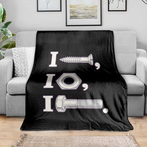 Funny Handyman Mechanic Adult Humor Throw Blanket I Screw I Nut I Bolt Rebus Hardware Innuendo Offensive Joke