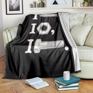 Funny Handyman Mechanic Adult Humor Throw Blanket I Screw I Nut I Bolt Rebus Hardware Innuendo Offensive Joke