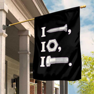 Funny Handyman Mechanic Adult Humor Garden Flag I Screw I Nut I Bolt Rebus Hardware Innuendo Offensive Joke