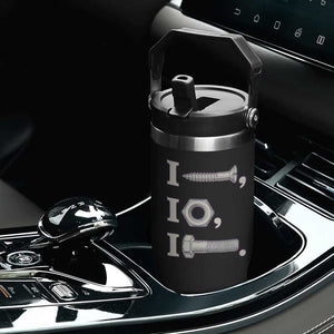Funny Handyman Mechanic Adult Humor Flip Straw Tumbler I Screw I Nut I Bolt Rebus Hardware Innuendo Offensive Joke