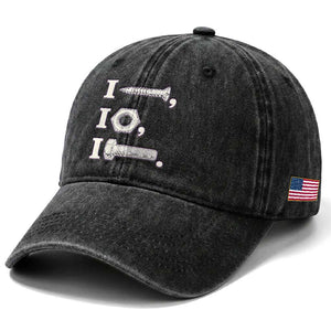 Funny Handyman Mechanic Adult Humor Washed Cotton Baseball Cap I Screw I Nut I Bolt Rebus Hardware Innuendo Offensive Joke