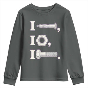 Funny Handyman Mechanic Adult Humor Youth Sweatshirt I Screw I Nut I Bolt Rebus Hardware Innuendo Offensive Joke