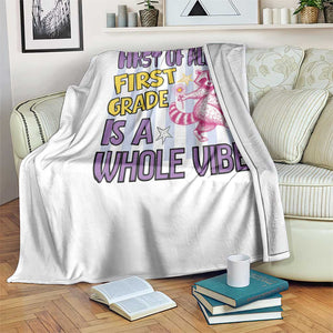 Cute Raccoon 1st Grade Student Teacher Preppy Style Throw Blanket First of All First Grade Is A Whole Vibe Back To School