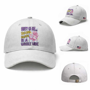 Cute Raccoon 2nd Grade Student Teacher Preppy Style Baseball Cap First of All Second Grade Is A Whole Vibe Back To School