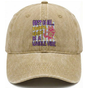 Cute Raccoon 4th Grade Student Teacher Preppy Style Washed Cotton Baseball Cap First of All Fourth Grade Is A Whole Vibe Back To School