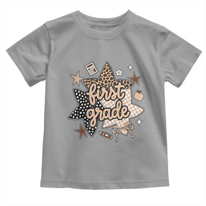 First Grade Leopard Checkered Star Coquette Toddler T Shirt Cute 1st Grade Girl Back to School Gift
