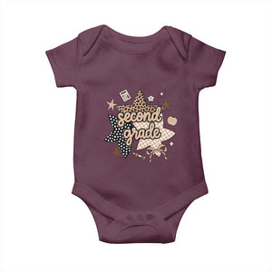 Second Grade Leopard Checkered Star Coquette Baby Onesie Cute 2nd Grade Girl Back to School Gift