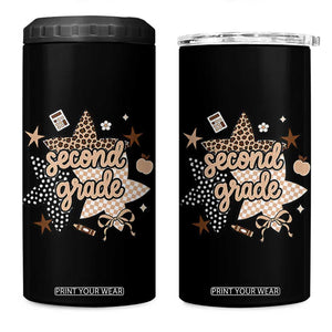 Second Grade Leopard Checkered Star Coquette 4 in 1 Can Cooler Tumbler Cute 2nd Grade Girl Back to School Gift