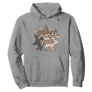 Second Grade Leopard Checkered Star Coquette Hoodie Cute 2nd Grade Girl Back to School Gift