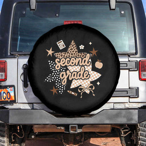 Second Grade Leopard Checkered Star Coquette Spare Tire Cover Cute 2nd Grade Girl Back to School Gift