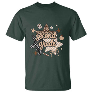 Second Grade Leopard Checkered Star Coquette T Shirt Cute 2nd Grade Girl Back to School Gift