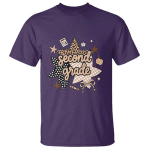 Second Grade Leopard Checkered Star Coquette T Shirt Cute 2nd Grade Girl Back to School Gift