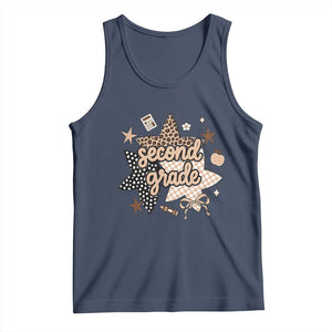 Second Grade Leopard Checkered Star Coquette Tank Top Cute 2nd Grade Girl Back to School Gift