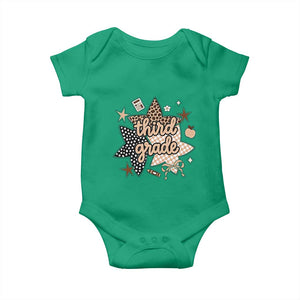 Third Grade Leopard Checkered Star Coquette Baby Onesie Cute 3rd Grade Girl Back to School Gift