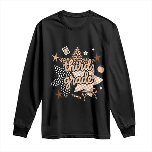 Third Grade Leopard Checkered Star Coquette Long Sleeve Shirt Cute 3rd Grade Girl Back to School Gift