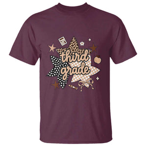 Third Grade Leopard Checkered Star Coquette T Shirt Cute 3rd Grade Girl Back to School Gift