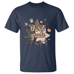 Third Grade Leopard Checkered Star Coquette T Shirt Cute 3rd Grade Girl Back to School Gift