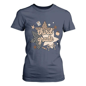 Third Grade Leopard Checkered Star Coquette T Shirt For Women Cute 3rd Grade Girl Back to School Gift