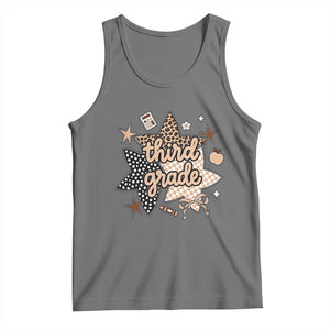 Third Grade Leopard Checkered Star Coquette Tank Top Cute 3rd Grade Girl Back to School Gift