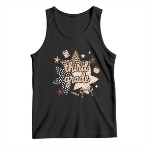 Third Grade Leopard Checkered Star Coquette Tank Top Cute 3rd Grade Girl Back to School Gift
