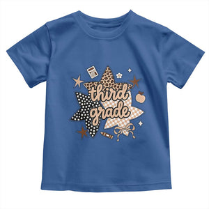 Third Grade Leopard Checkered Star Coquette Toddler T Shirt Cute 3rd Grade Girl Back to School Gift