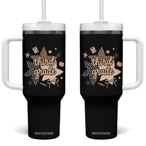 Third Grade Leopard Checkered Star Coquette Tumbler With Handle Cute 3rd Grade Girl Back to School Gift
