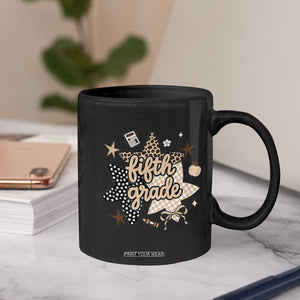 Fifth Grade Leopard Checkered Star Coquette Coffee Mug Cute 5th Grade Girl Back to School Gift