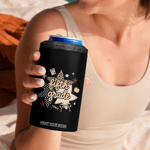 Fifth Grade Leopard Checkered Star Coquette 4 in 1 Can Cooler Tumbler Cute 5th Grade Girl Back to School Gift