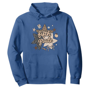 Fifth Grade Leopard Checkered Star Coquette Hoodie Cute 5th Grade Girl Back to School Gift