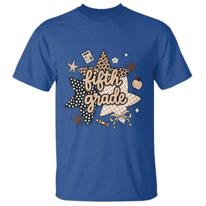 Fifth Grade Leopard Checkered Star Coquette T Shirt Cute 5th Grade Girl Back to School Gift
