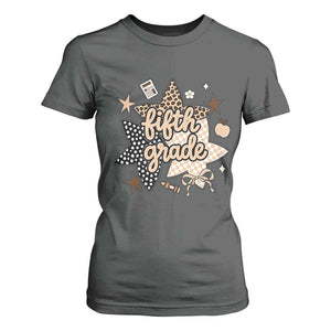 Fifth Grade Leopard Checkered Star Coquette T Shirt For Women Cute 5th Grade Girl Back to School Gift