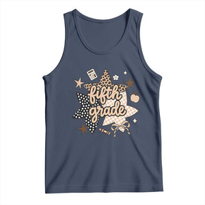 Fifth Grade Leopard Checkered Star Coquette Tank Top Cute 5th Grade Girl Back to School Gift