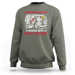 Native American Sweatshirt American History Native History US Flag TS02 Military Green Printyourwear