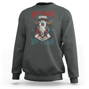 Native American Sweatshirt Native Blood Runs Through My Veins Proud TS02 Dark Heather Printyourwear
