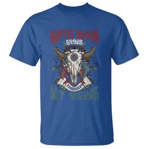 Native American T Shirt Native Blood Runs Through My Veins Proud TS02 Royal Blue Printyourwear