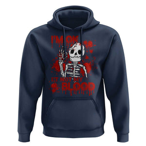 Funny Skeleton Hoodie I'm Ok It's Not My Blood Halloween Joke TS02 Navy Print Your Wear