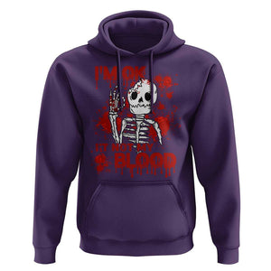 Funny Skeleton Hoodie I'm Ok It's Not My Blood Halloween Joke TS02 Purple Print Your Wear
