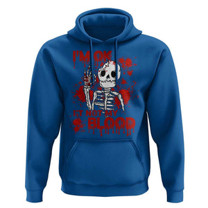 Funny Skeleton Hoodie I'm Ok It's Not My Blood Halloween Joke TS02 Royal Blue Print Your Wear