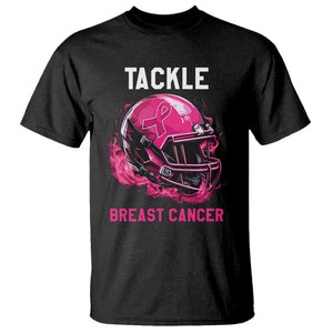 Tackle Breast Cancer T Shirt Pink Ribbon Awareness American Football Helmet TS02 Black Print Your Wear