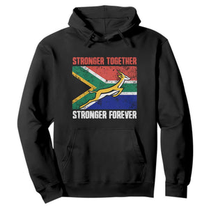 South Africa Rugby Hoodie Stronger Together Stronger Forever Springboks Go Bokke TS02 Black Printyourwear