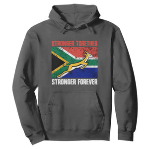 South Africa Rugby Hoodie Stronger Together Stronger Forever Springboks Go Bokke TS02 Dark Heather Printyourwear