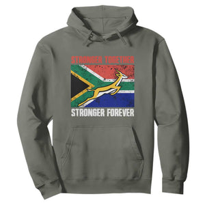 South Africa Rugby Hoodie Stronger Together Stronger Forever Springboks Go Bokke TS02 Military Green Printyourwear