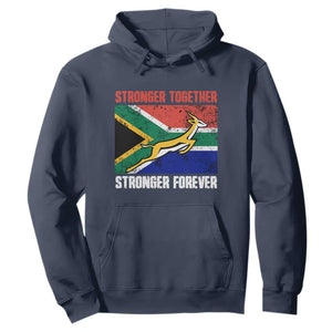 South Africa Rugby Hoodie Stronger Together Stronger Forever Springboks Go Bokke TS02 Navy Printyourwear
