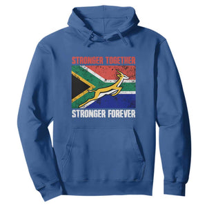 South Africa Rugby Hoodie Stronger Together Stronger Forever Springboks Go Bokke TS02 Royal Blue Printyourwear